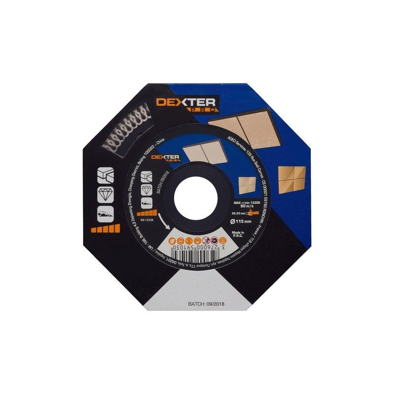 Disque diamant Turbo Pour Carrelage Dexter Pro Diam.115 Mm