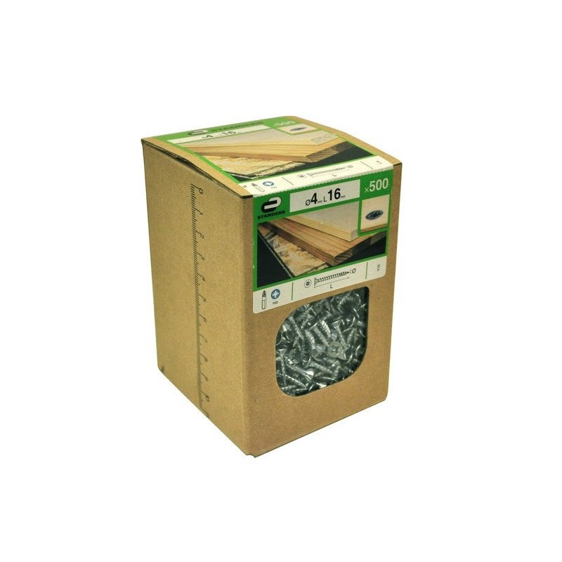 Lot de 500 Vis Acier Tête Fraisée Standers Diam.4 Mm X L.16 Mm