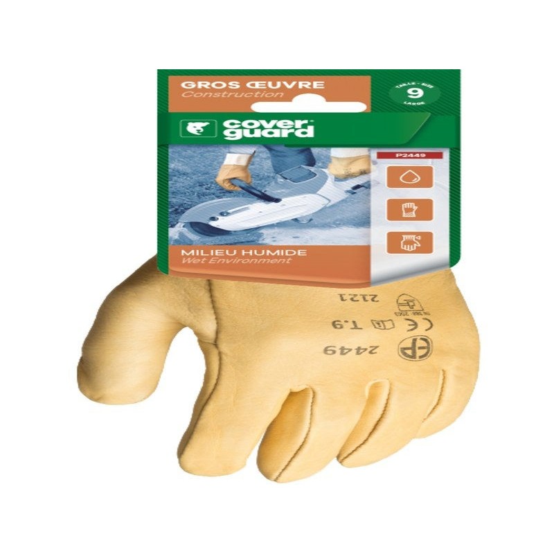 Gants de manutention (gros travaux) en cuir P2449 taille 9