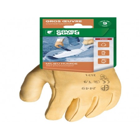 Gants de manutention (gros travaux) en cuir P2449 taille 9