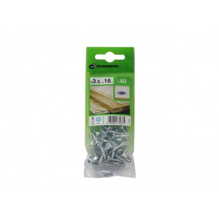 Lot de 40 Vis Acier Tête Fraisée Standers Diam.3.5 Mm X L.16 Mm