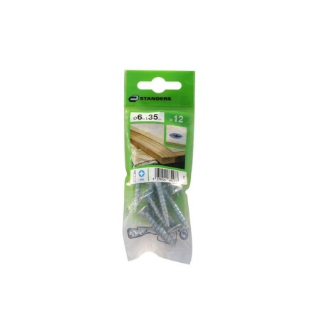 Lot de 12 Vis Acier Tête Fraisée Standers Diam.6 Mm X L.35 Mm
