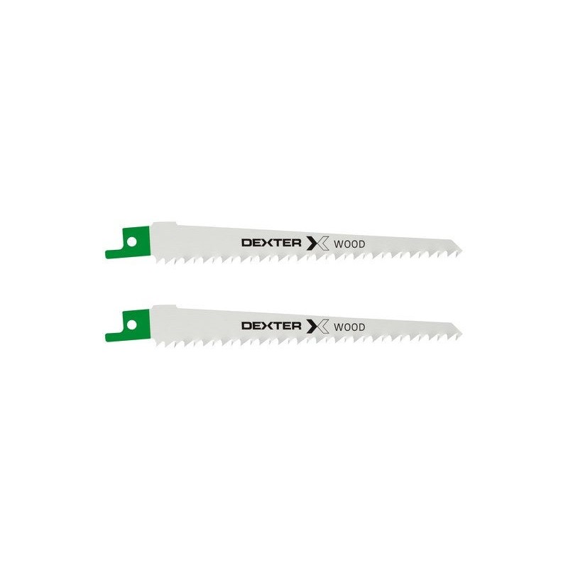 Lot de 2 Lames Bois Coupe Droite 6-100 Mm Dexter Pour Scie Sabre
