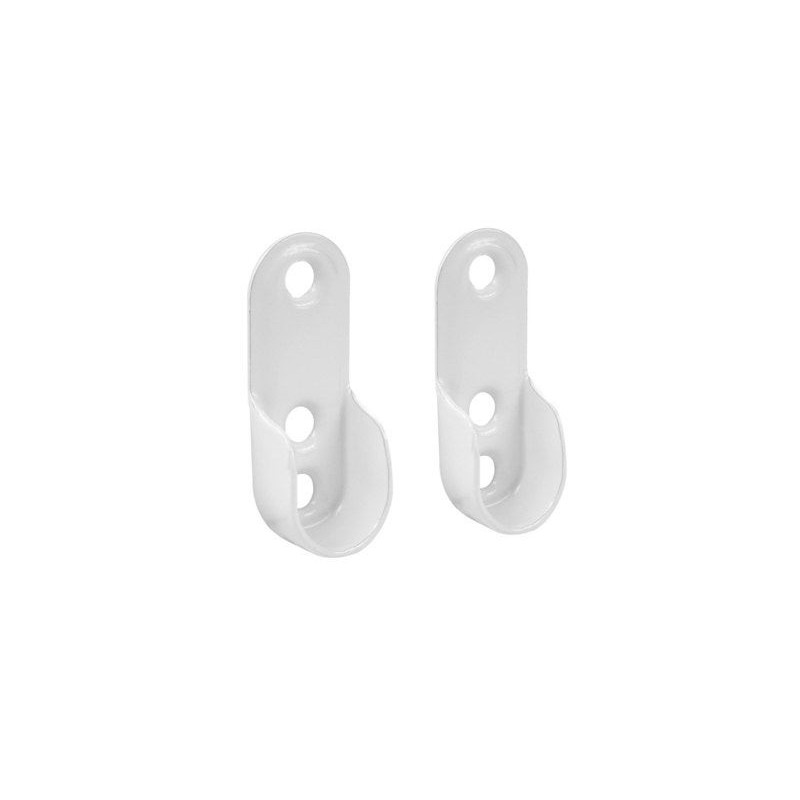 Lot de 2 support de barre de penderie D30 x 15 mm ovale blanc 18.28 m