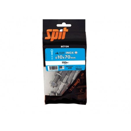 Lot de 4 goujons a bague acier SPIT Diam.10 x L.70 mm