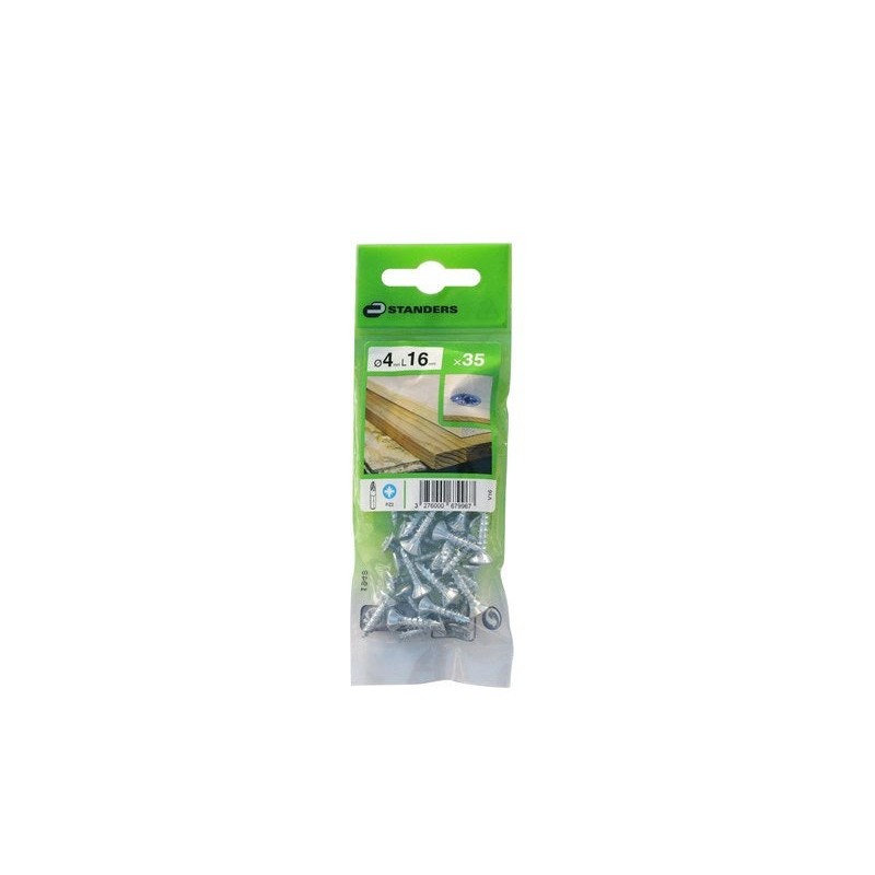 Lot de 35 Vis Acier Tête Fraisée Standers Diam.4 Mm X L.16 Mm