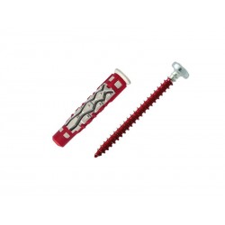 Lot de 12 Chevilles Et Vis Couleur Red Head Diam.6 Mm X L.37 Mm