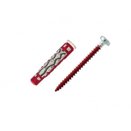 Lot de 12 Chevilles Et Vis Couleur Red Head Diam.6 Mm X L.37 Mm