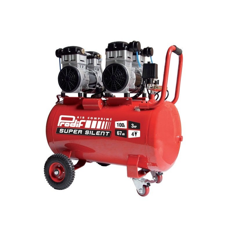 Compresseur datelier 100 litres 3 cv silencieux SIL1003 230 volts PRODIF