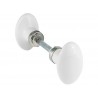 Lot de 2 Boutons De Porte Uni Porcelaine De Limoges Nickelé Mat