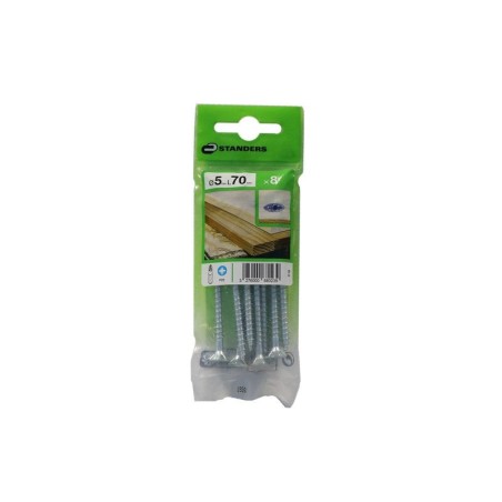 Lot de 8 Vis Acier Tête Fraisée Standers Diam.5 Mm X L.70 Mm