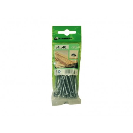 Lot de 20 Vis Acier Tête Ronde Standers Diam.4 Mm X L.40 Mm