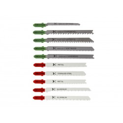 Lot de 10 lames pour bois et métaux coupe droite 0.5-50 Mm