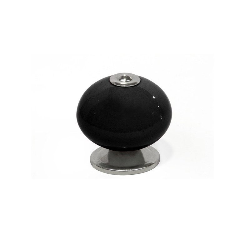 Bouton De Meuble Boule Noir Porcelaine H.38 X L.40 X P.40 Mm