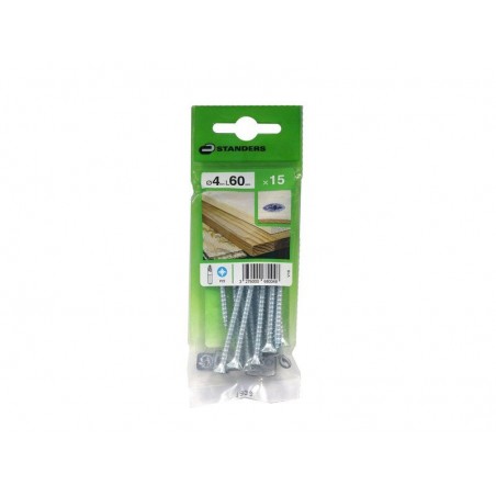 Lot de 15 Vis Acier Tête Fraisée Standers Diam.4 Mm X L.60 Mm