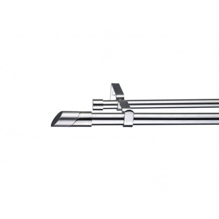 Kit de tringle à rideau Twin diamètre16-19 Mm Chromé Brossé 160-300 Cm
