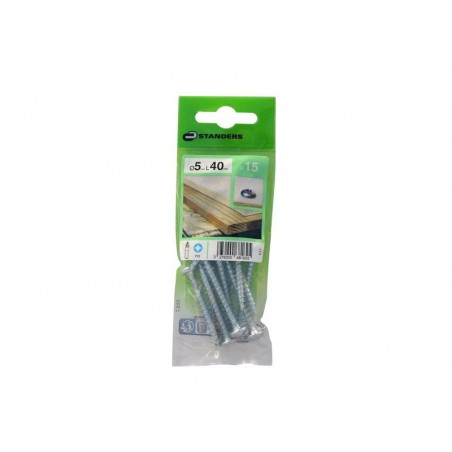 Lot de 15 Vis Acier tête Ronde Standers Diam.5 Mm X L.40 Mm