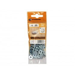 Lot de 20 Boulons tête 6 Pans Acier Zingué L.20 X Diam.4 Mm Standers