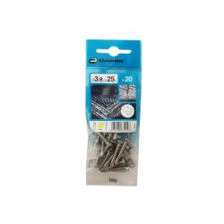 Lot de 20 Vis autoperceuse Inox Tête Fraisée Phillips Standers X L.25 Mm