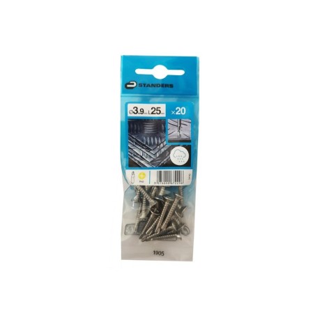 Lot de 20 Vis autoperceuse Inox Tête Fraisée Phillips Standers X L.25 Mm