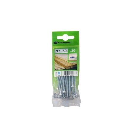 Lot de 20 Vis Acier Tête Fraisée Standers Diam.3.5 Mm X L.50 Mm