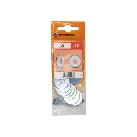 Lot de 10 Rondelles Acier Carbone Zingué Diam.8.4 Mm Standers