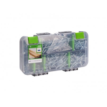 Valisette de 500 vis argent Standers Pozidriv Tête Fraisée