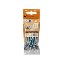 Lot de 15 Boulons Tête Cylindrique Acier Zingué L.40 X Diam.4 Mm Standers