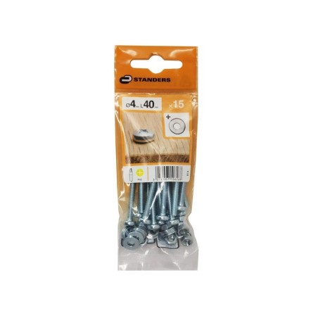 Lot de 15 Boulons Tête Cylindrique Acier Zingué L.40 X Diam.4 Mm Standers