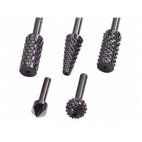 4 Rapes Profilées + 1 Fraise Diam.6 à 15 Mm Wolfcraft