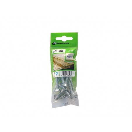 Lot de 15 Vis Acier Tête Fraisée Standers Diam.6 Mm X L.30 Mm