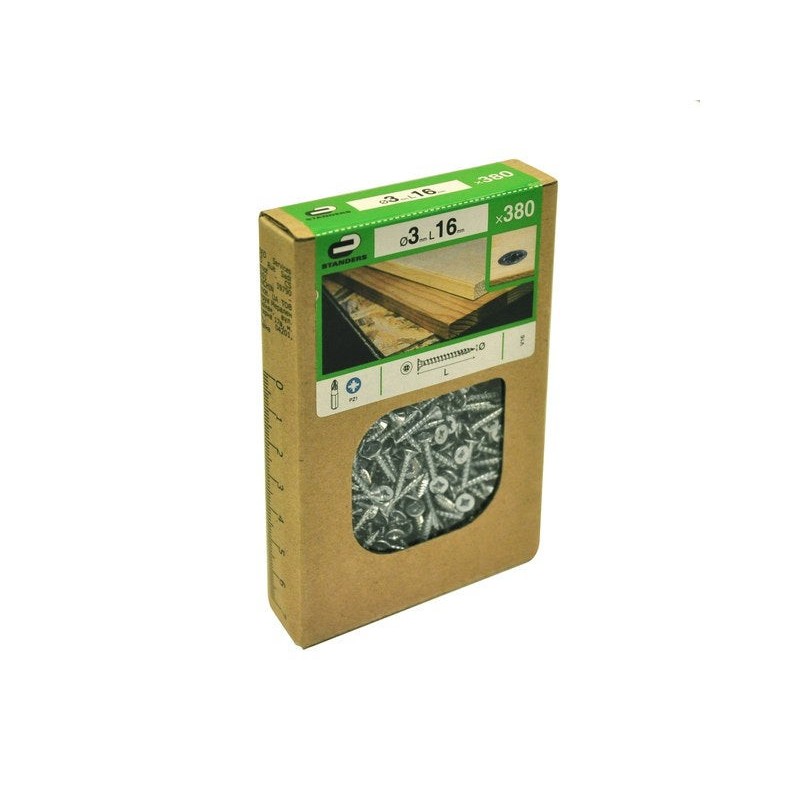 Lot de 380 Vis Acier Tête Fraisée Standers Diam.3 Mm X L.16 Mm