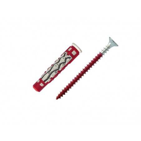 Lot de 12 Chevilles Et Vis Couleur Red Head Diam.6 Mm X L.37 Mm