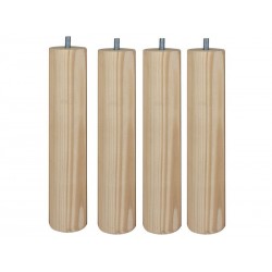 Lot de 4 pieds de Lit-Sommier cylindrique fixes hêtre - Beige - Naturels 25Cm