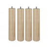 Lot de 4 pieds de Lit-Sommier cylindrique fixes hêtre - Beige - Naturels 25Cm