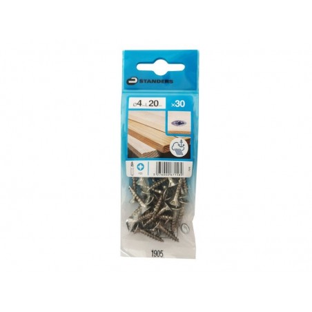 Lot de 30 Vis Inox tête Fraisée Standers Diam.4 Mm X L.20 Mm