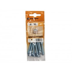 Lot de 8 Vis Pas Métrique Tête Cylindrique Bombée Acier Zingué L.30 Standers