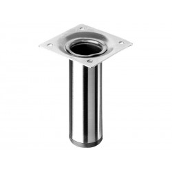 Pied De Meuble Cylindrique Fixe Acier Brossé Gris 10 Cm
