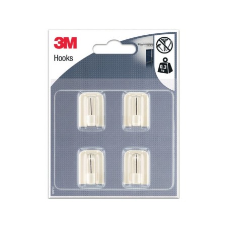 Lot de 4 crochets adhésif 3M blanc