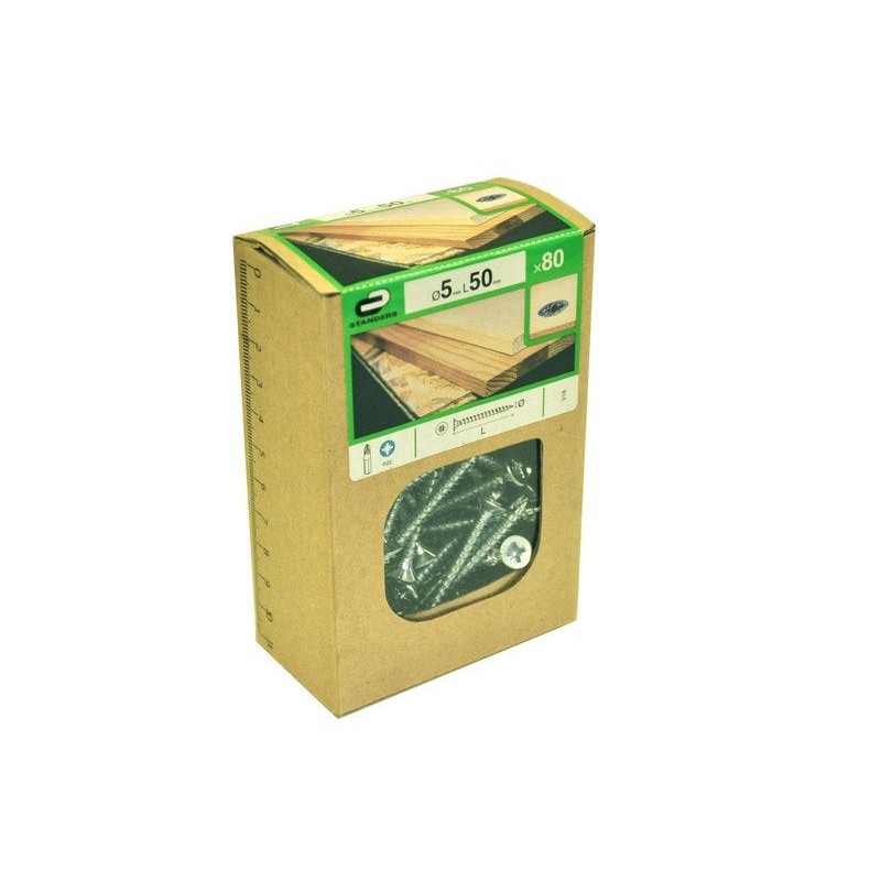 Lot de 80 Vis Acier Tête Fraisée Standers Diam.5 Mm X L.50 Mm