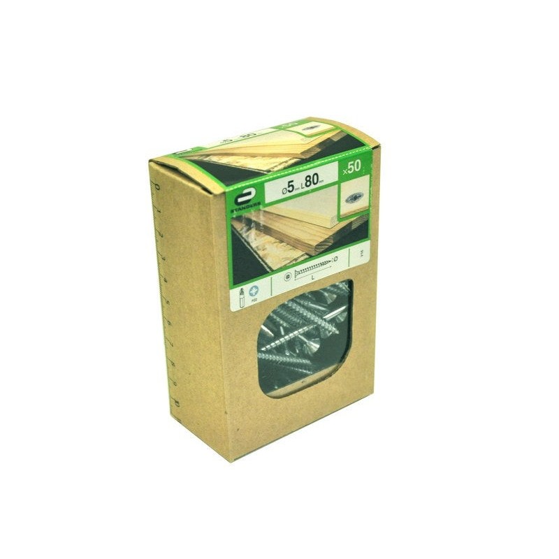 Lot de 50 Vis Acier Tête Fraisée Standers Diam.5 Mm X L.80 Mm