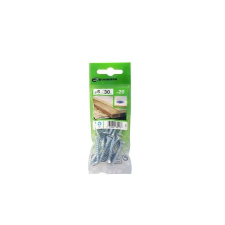 Lot de 20 Vis Acier Tête Fraisée Standers Diam.5 Mm X L.30 Mm