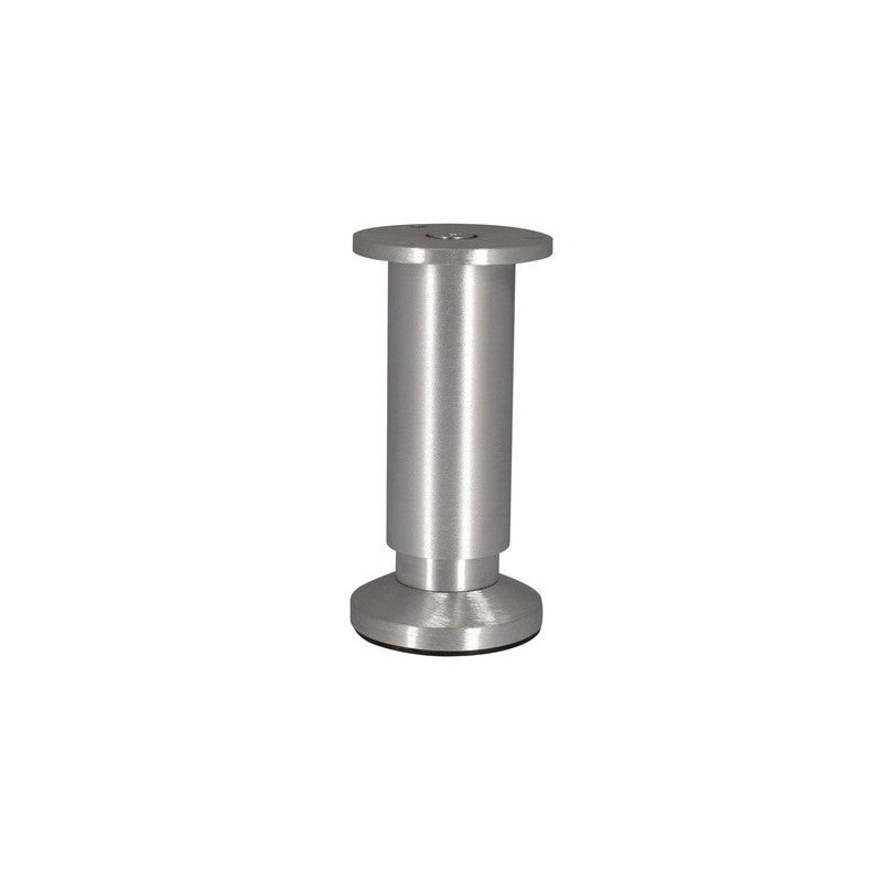 Pied de meuble cylindrique réglable en aluminium brossé gris