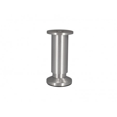 Pied de meuble cylindrique réglable en aluminium brossé gris