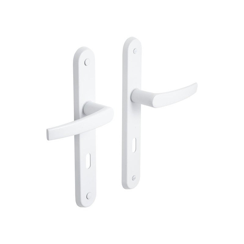 2 poignées de porte Trou De Clé Inspire Acier Blanc 195 Mm