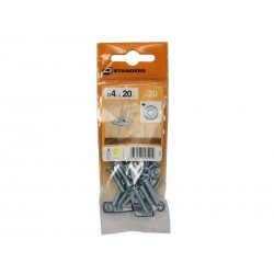Lot de 20 Boulons Tête Autofraisée Plate Acier Zingué L.20 X Diam.4 Mm Standers