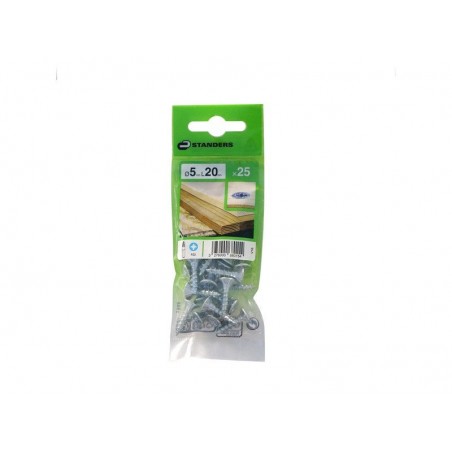 Lot de 25 Vis Acier Tête Fraisée Standers Diam.5 Mm X L.20 Mm