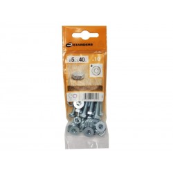 Lot de 10 Boulons tête 6 Pans Acier Zingué L.40 X Diam.5 Mm Standers