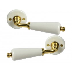 2 Poignées Sur Rosace Porcelaine Inspire Porcelaine De Limoges Laitonné Sans Tr