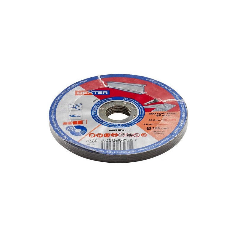5 Disques De Coupe Pour Métal Dexter Diam.125 X 1.6 X 22.23 Mm T41